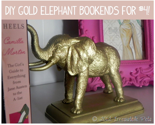 DIY  Gold Elephant Bookends