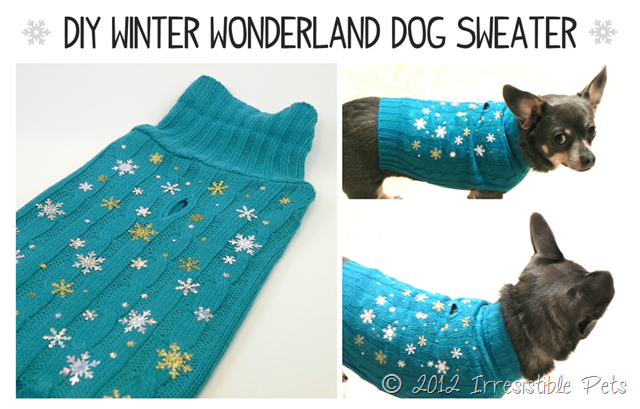 DIY Winter Wonderland Dog Sweater via IrresistiblePets.net for Facebook